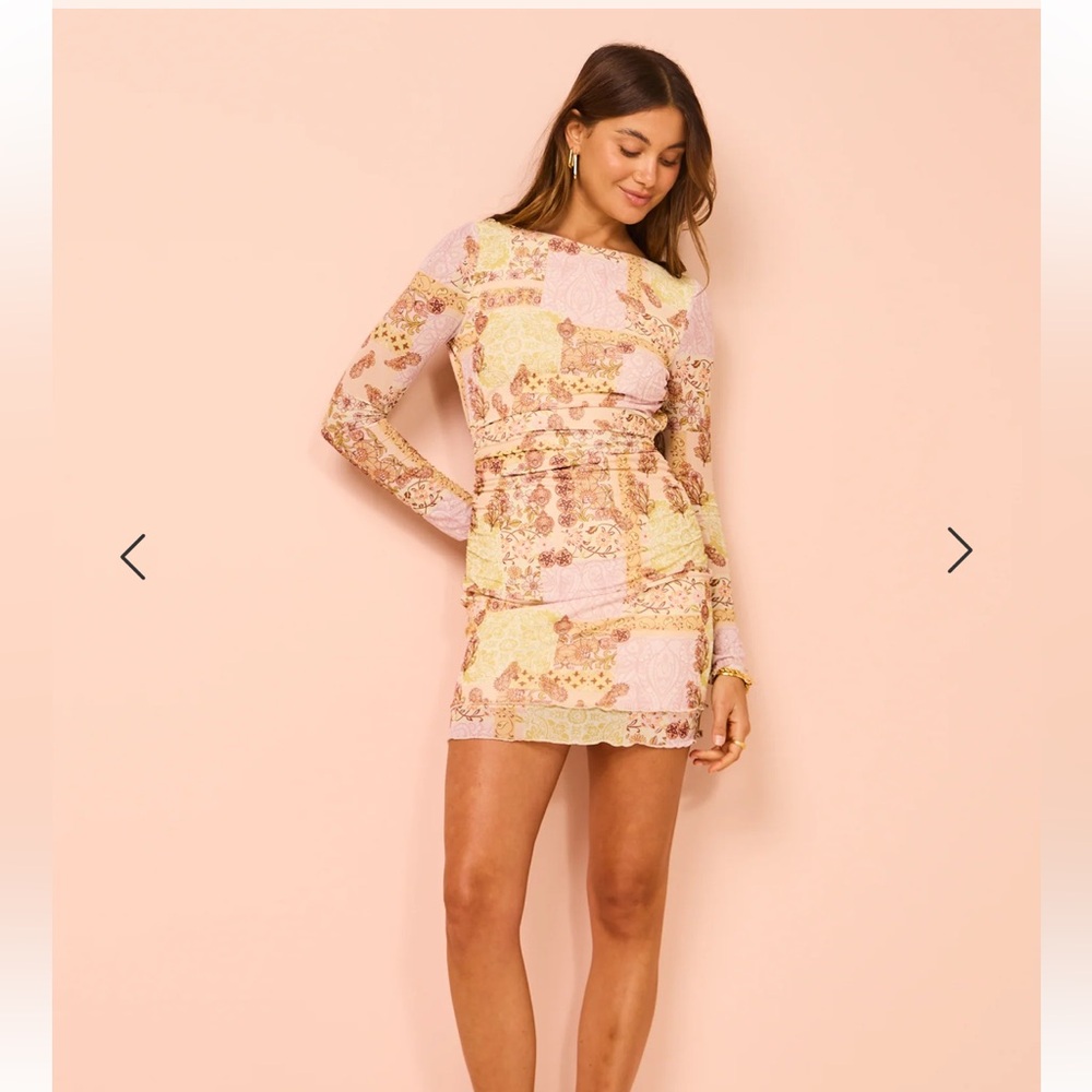Ownley Noel Mesh Mini Dress In Nostalgia Mesh